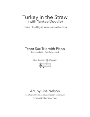 Turkey in the Straw - Tenor Sax Trio with Piano Accompaniment