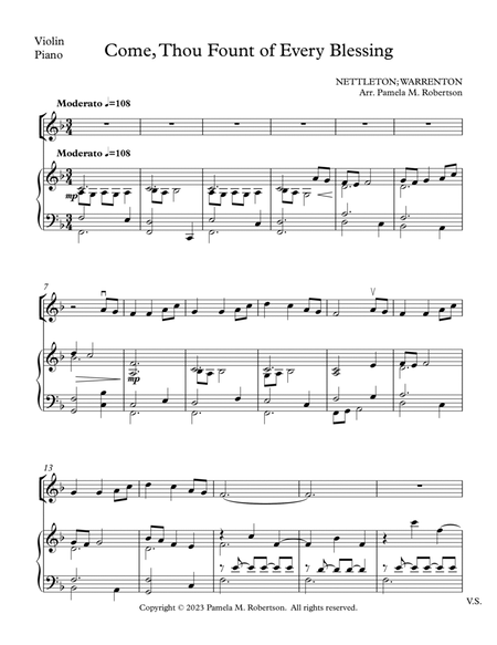 Come Thou Fount of Every Blessing - Piano and violin image number null