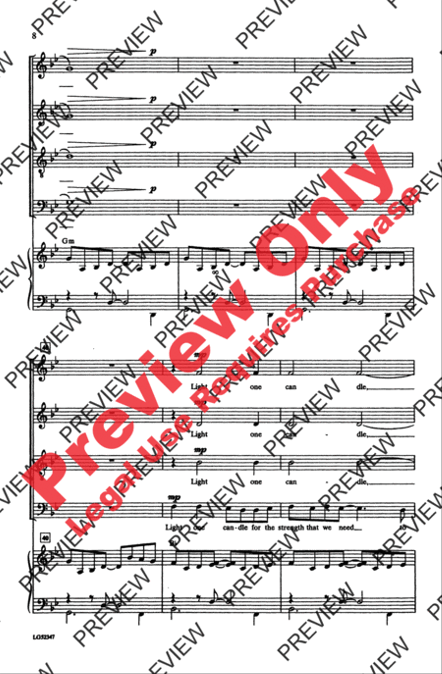 Light One Candle 4-Part scores gallery preview page 8