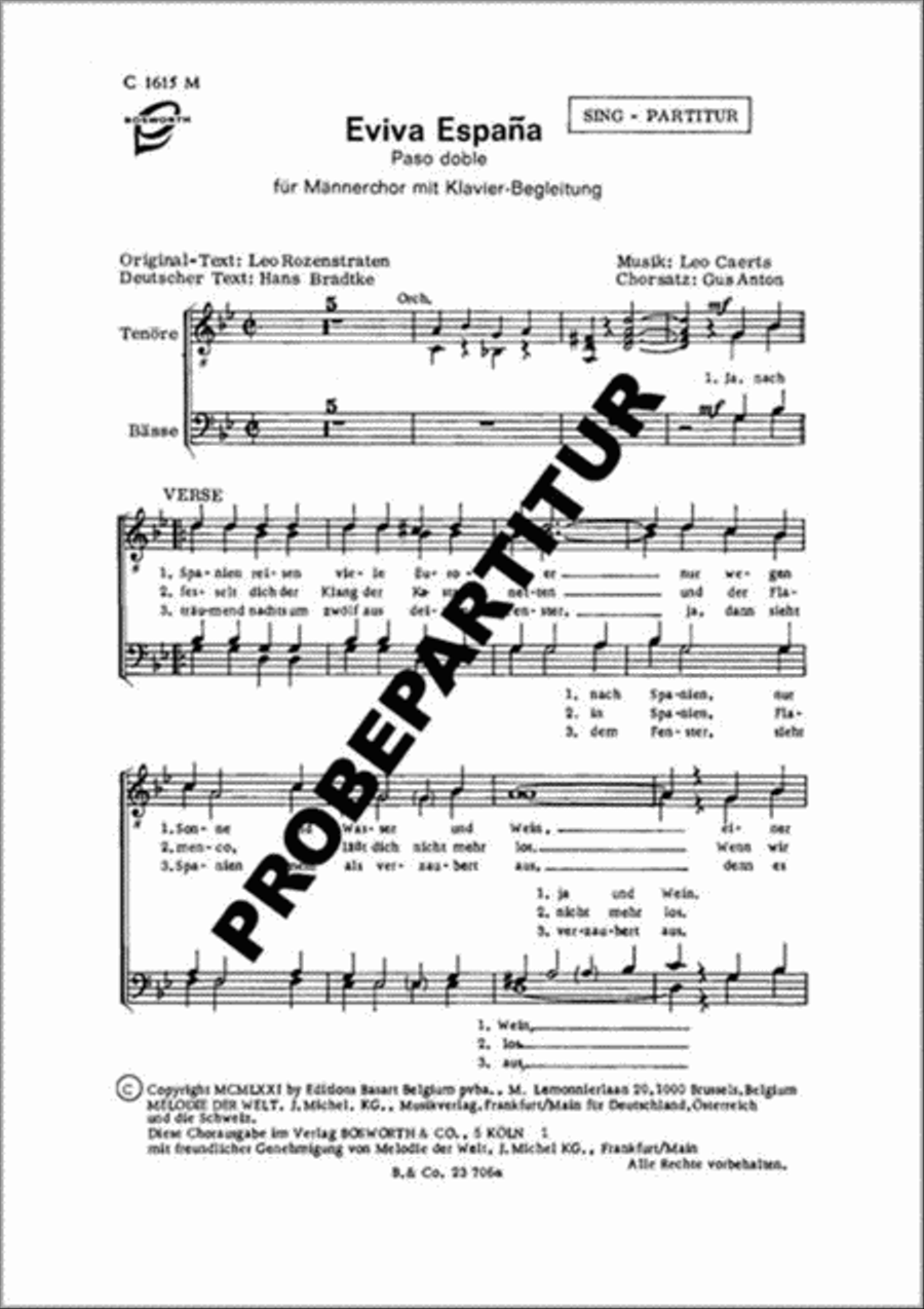 Eviva Espana Eviva Espana Men's Choir scores gallery preview page 1