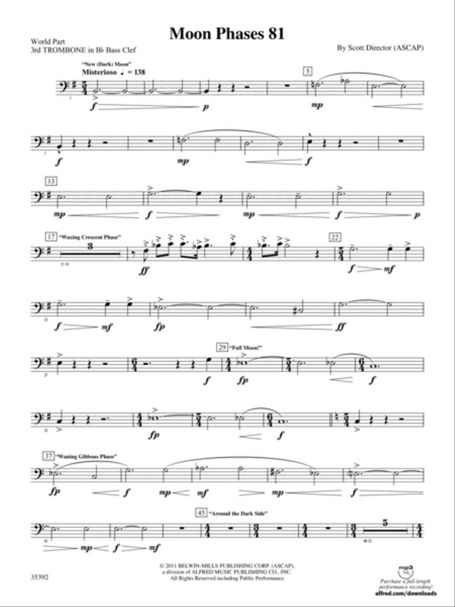 Moon Phases 81: (World Part) 3rd B-flat Trombone B.C. Concert Band scores gallery preview page 1