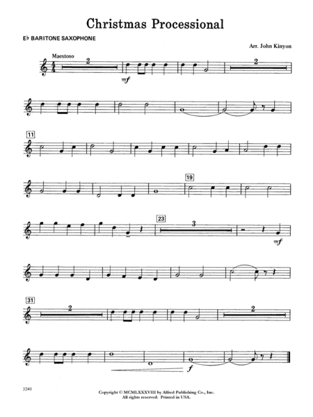 Christmas Processional: E-flat Baritone Saxophone