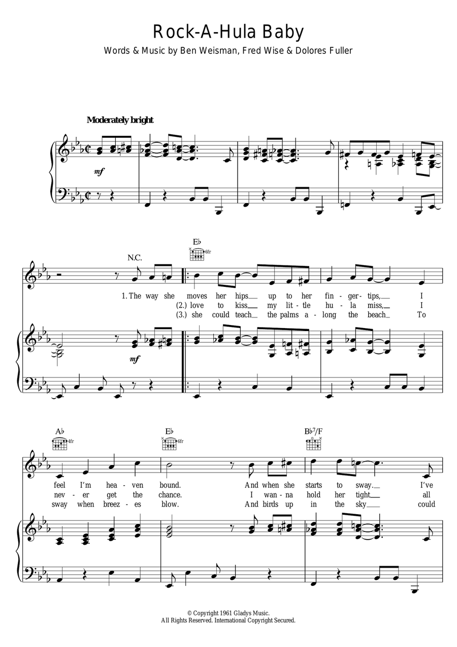 Rock-A-Hula Baby Piano, Vocal, Guitar scores gallery preview page 1