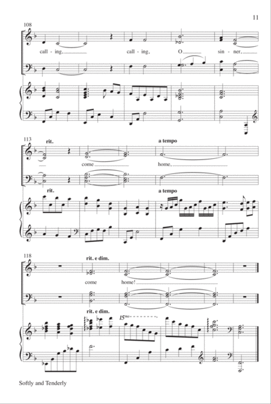 Softly and Tenderly 4-Part scores gallery preview page 11