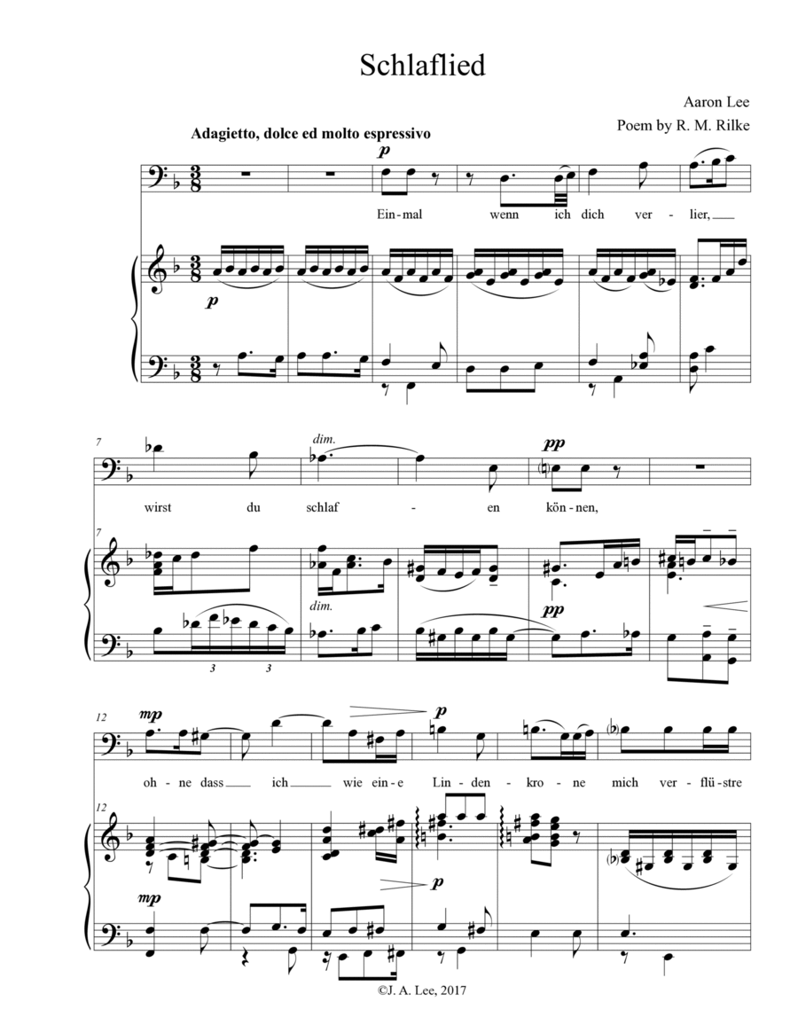 Schlaflied (for Baritone voice and piano) Baritone Voice scores gallery preview page 1