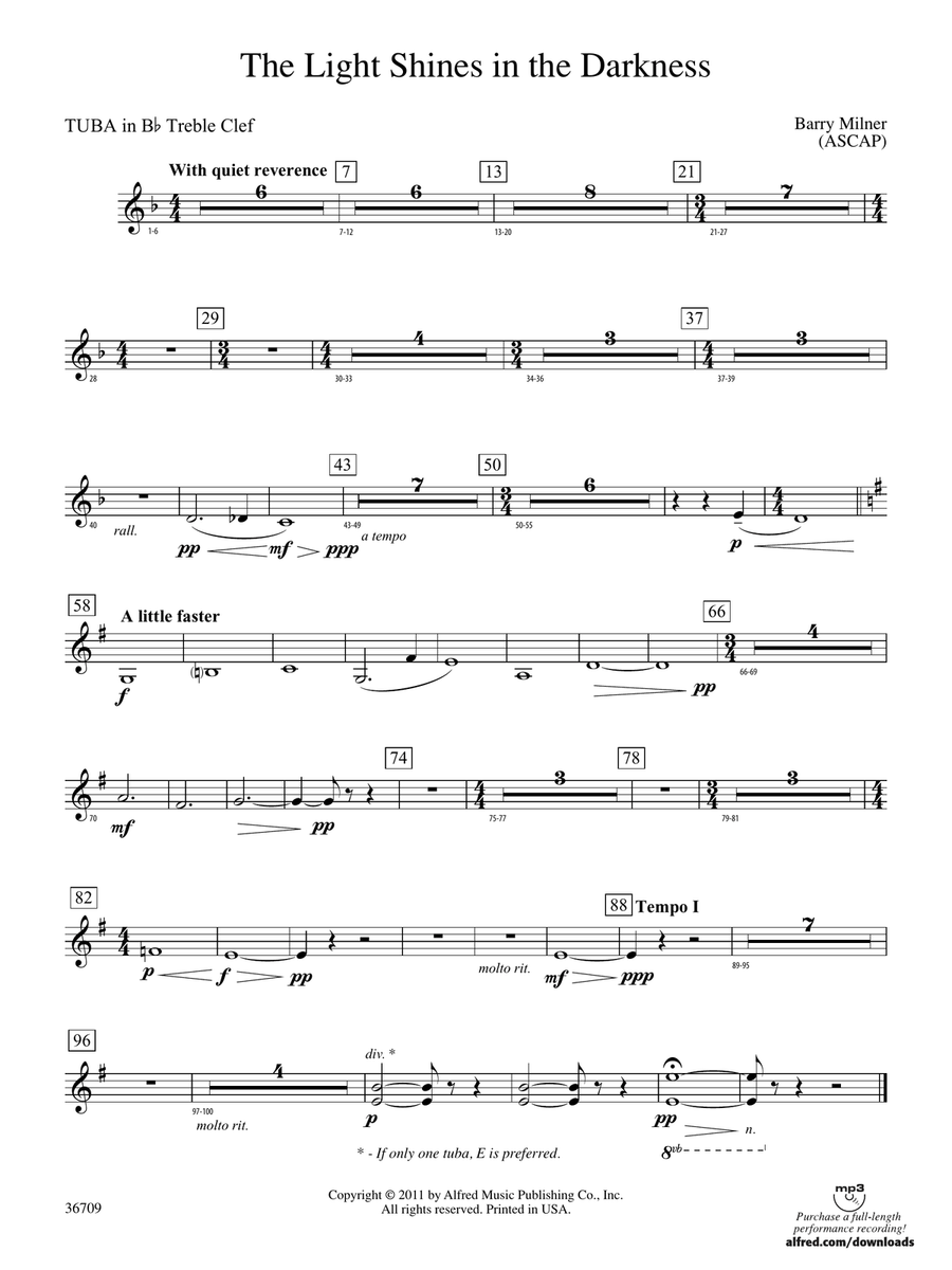 The Light Shines in the Darkness: (World Part) B-flat Tuba T.C.