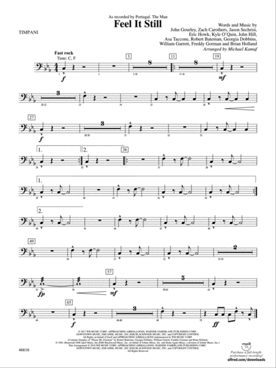 Feel It Still: Timpani Concert Band scores gallery preview page 1