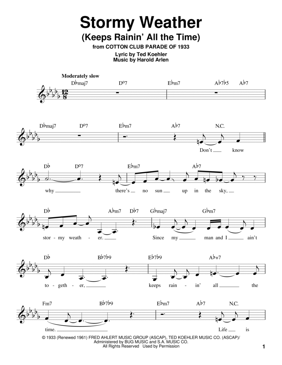 Stormy Weather (Keeps Rainin' All The Time) Voice scores gallery preview page 1