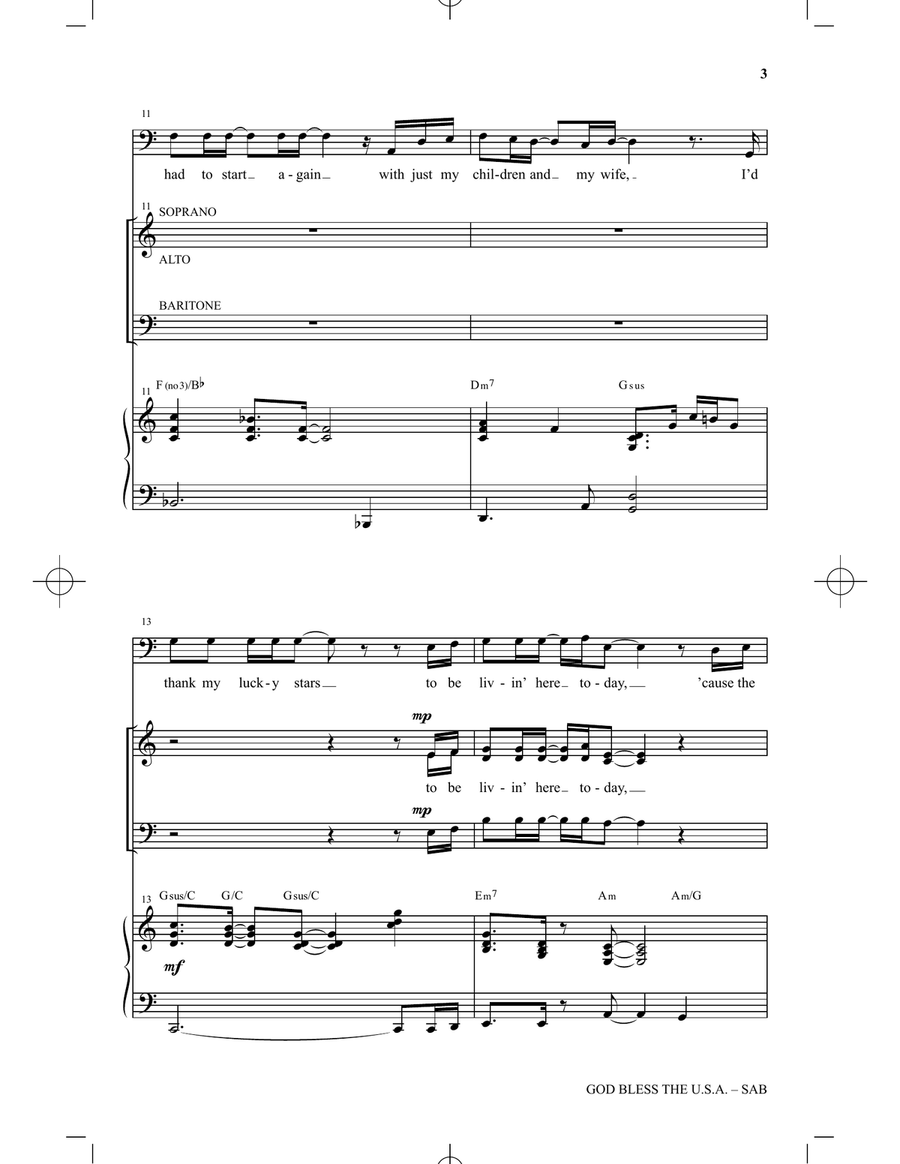 God Bless The U.S.A. (arr. David Schmidt) 3-Part scores gallery preview page 2
