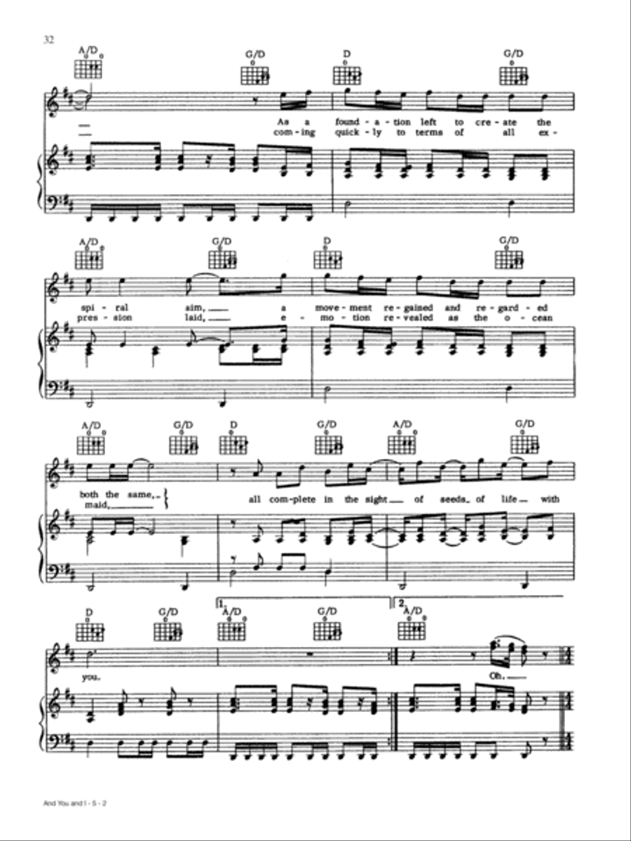 And You and I Piano, Vocal, Guitar scores gallery preview page 2