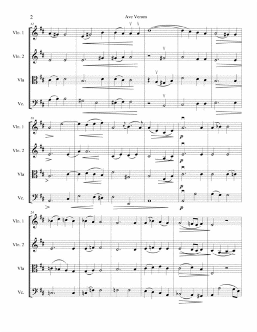 Ave Verum Corpus for String Quartet Ave Verum Corpus for String Quartet String Quartet scores gallery preview page 2