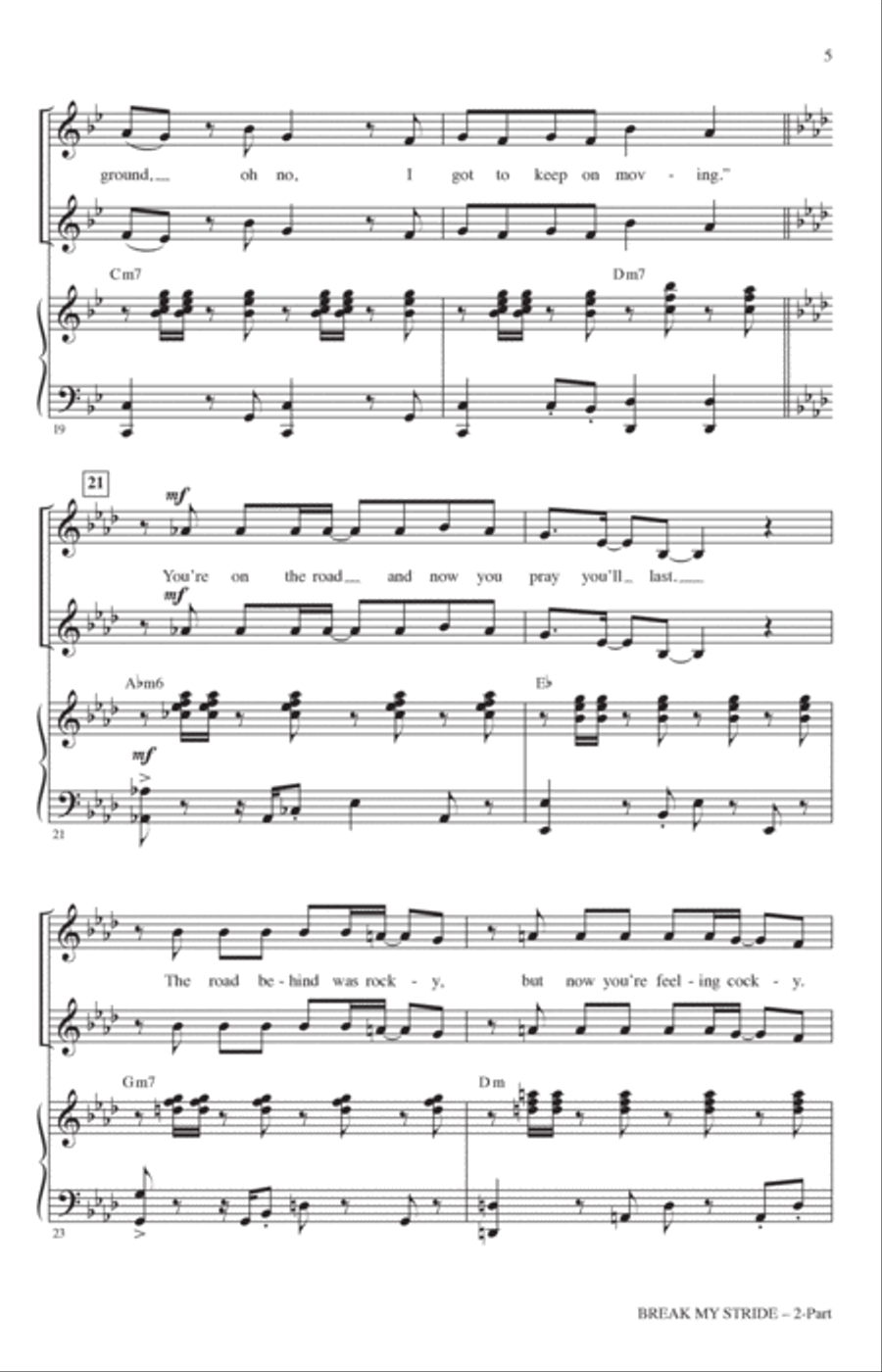 Break My Stride (arr. Mark Brymer) 2-Part scores gallery preview page 4