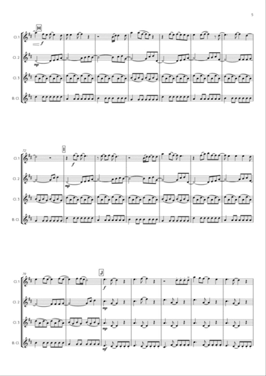 Don't Stop Believin' Clarinet Quartet scores gallery preview page 5
