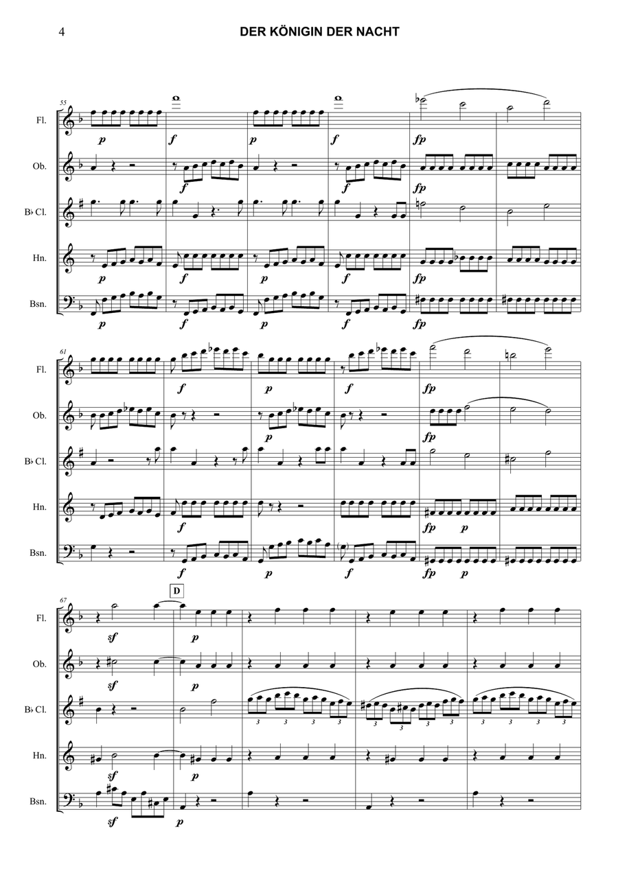 Der Königin Der Nacht (Der Hölle Rache) | Queen if the Night Woodwind Quintet scores gallery preview page 4