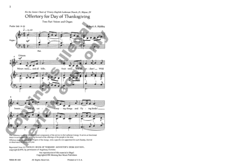 Offertory for Day of Thanksgiving