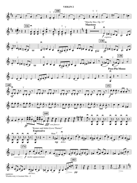 Tchaikovsky's Greatest Hits (arr. Elliot Del Borgo) - Violin 2