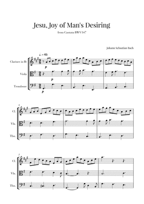 Bach - Jesu, Joy of Man's Desiring for Clarinet, Viola and Trombone