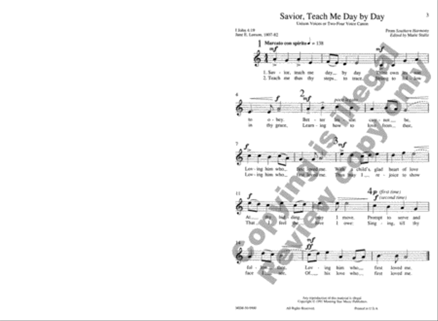Welcome, Welcome, Every Guest Savior, Teach Me Day by Day SSAA scores gallery preview page 3