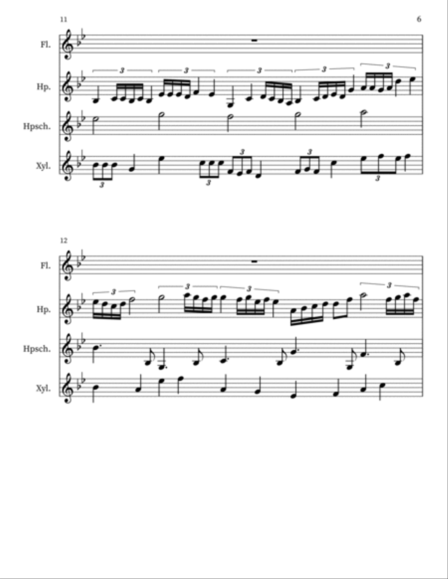 Z 86 (cross-patterns) for Flute, Harp, Harpsichord, Xyl. Small Ensemble scores gallery preview page 6