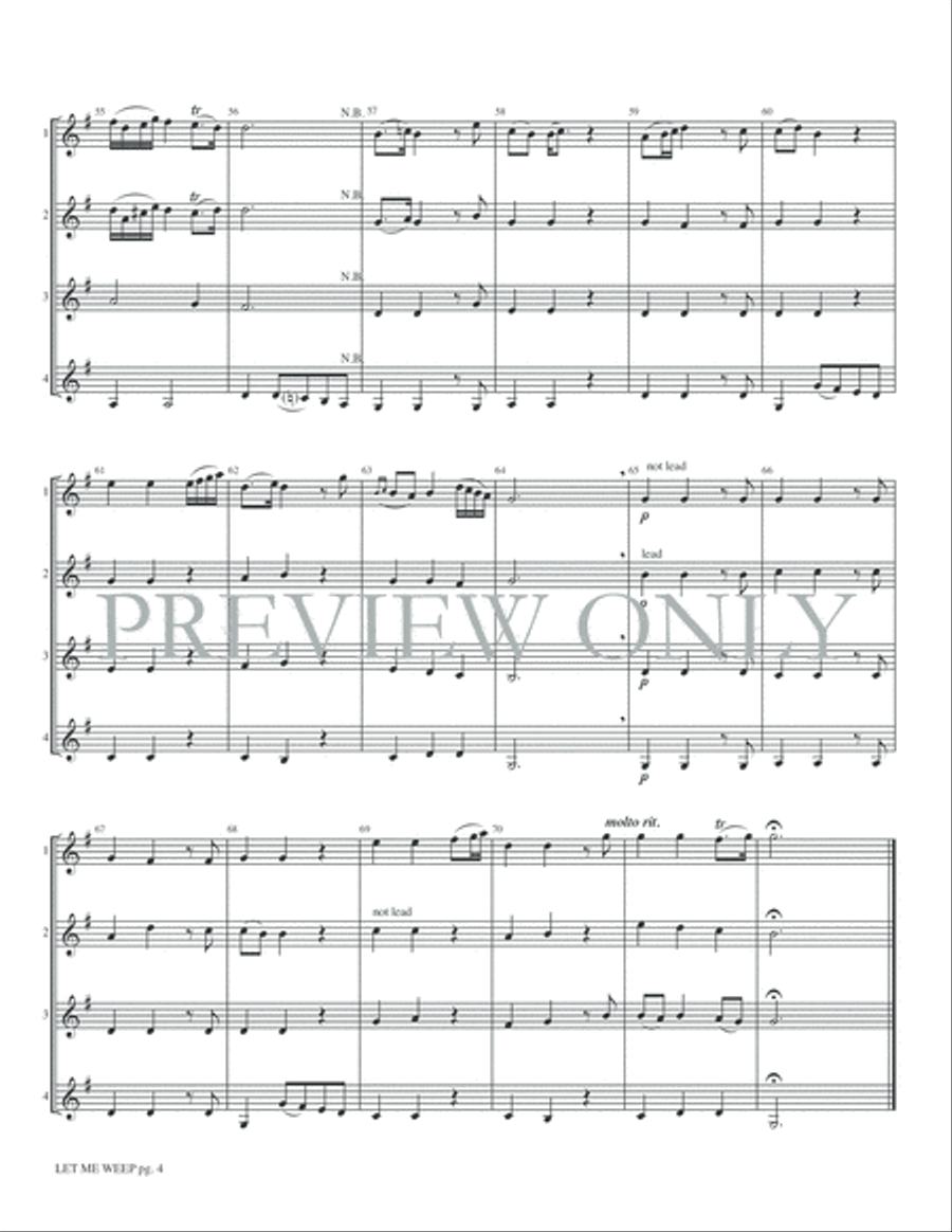 Let Me Weep (Lascia ch'io pianga) from Rinaldo Clarinet Quartet scores gallery preview page 6