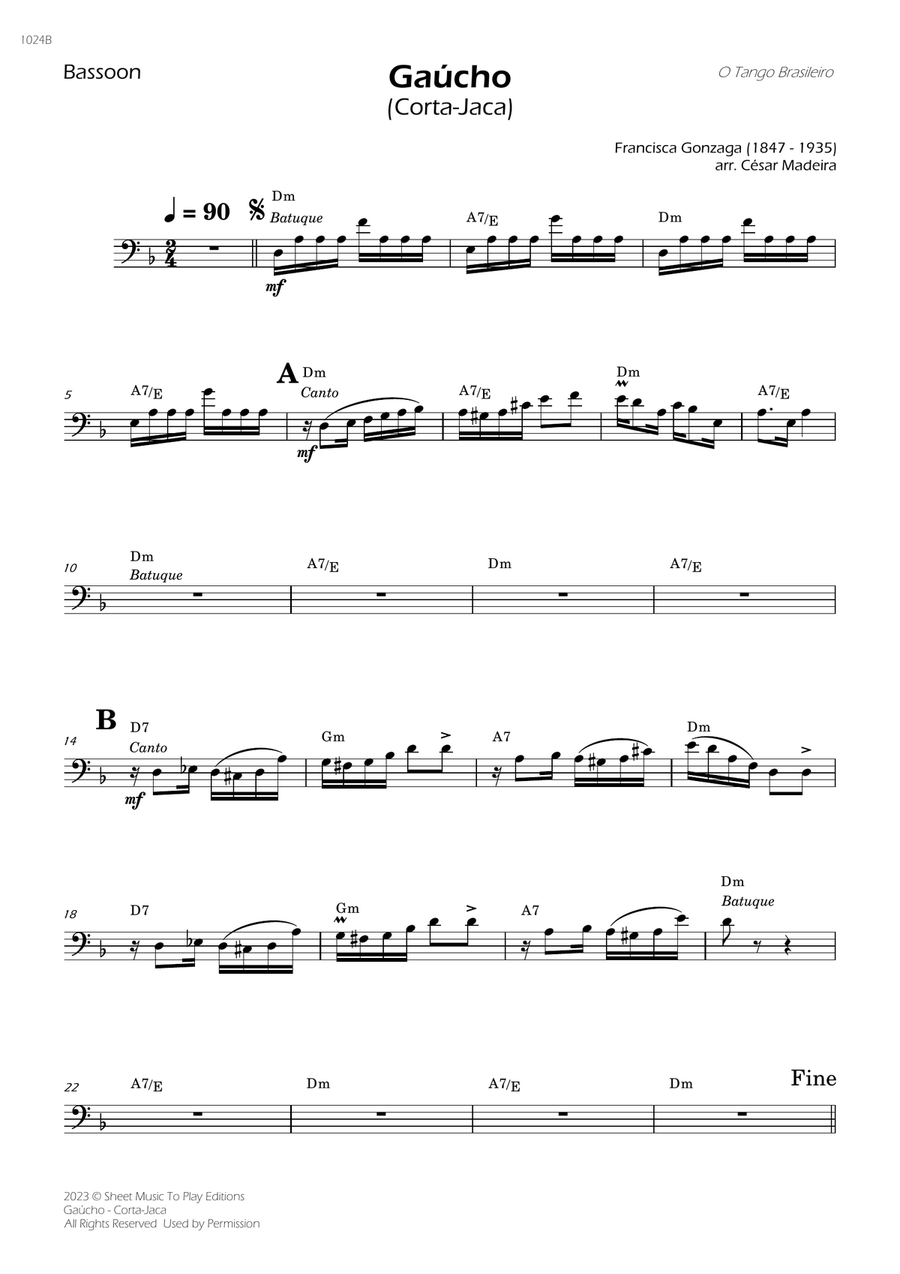 Gaúcho (Corta-Jaca) - Bassoon Solo - W/Chords Bassoon Solo scores gallery preview page 1