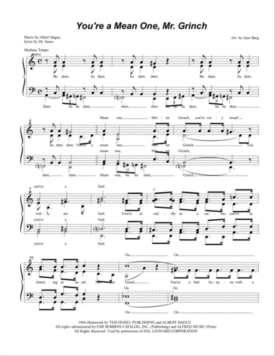 You're A Mean One, Mr. Grinch SA scores gallery preview page 1