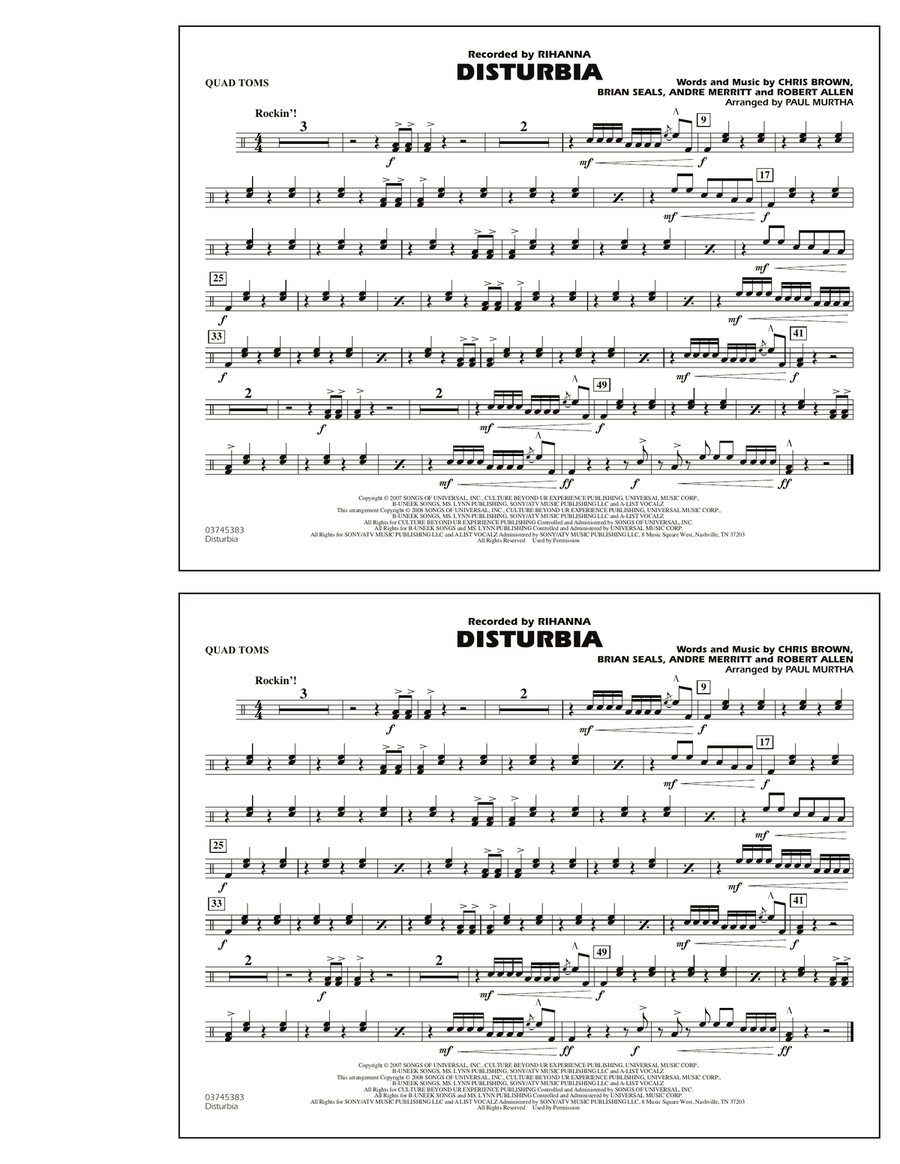 Disturbia - Quad Toms Marching Band scores gallery preview page 1