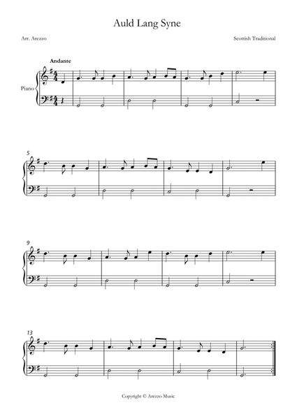 auld lang syne easy piano sheet music g major image number null