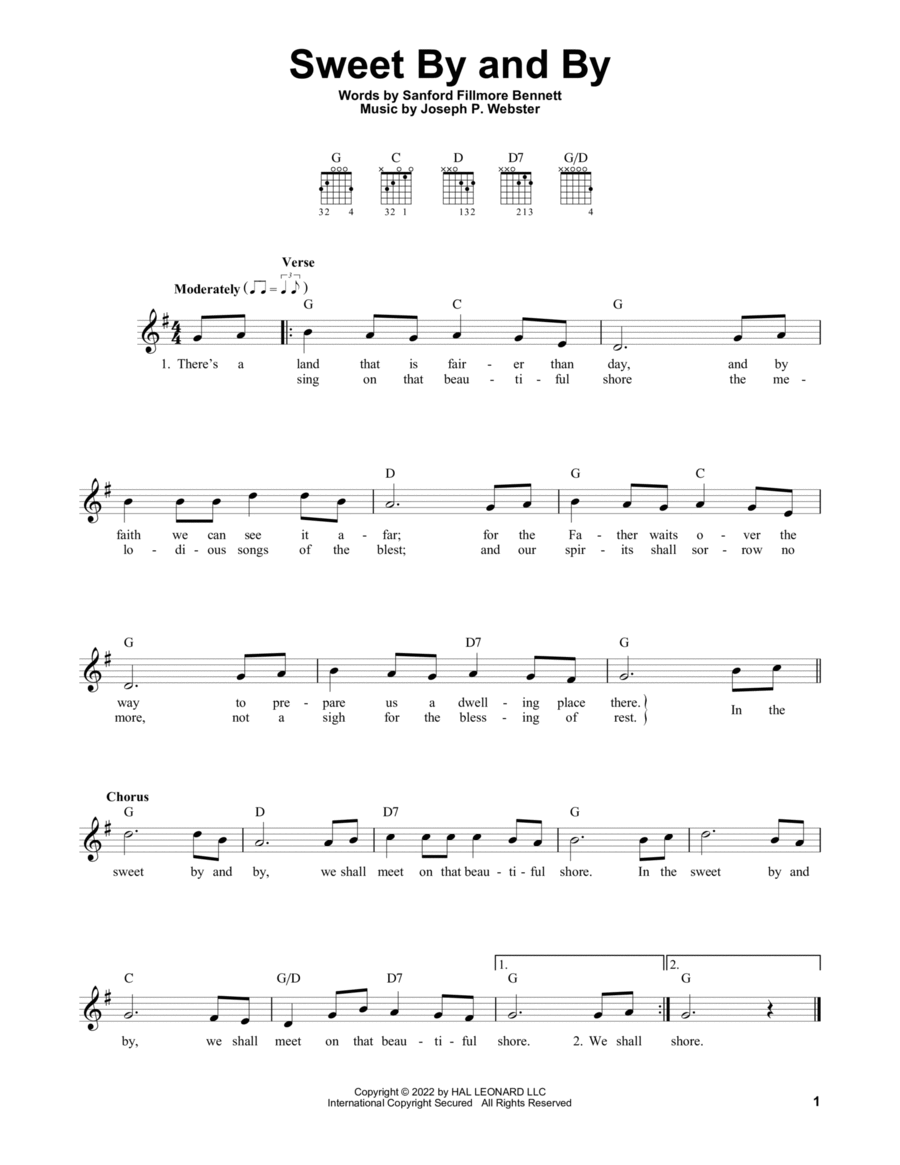 Sweet By And By Easy Guitar scores gallery preview page 1