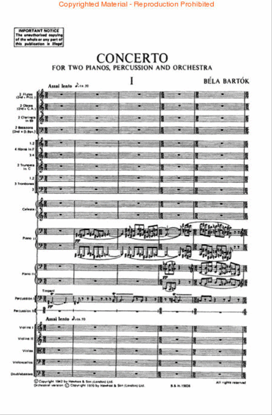Concerto for Two Pianos, Percussion and Orchestra Orchestra scores gallery preview page 2