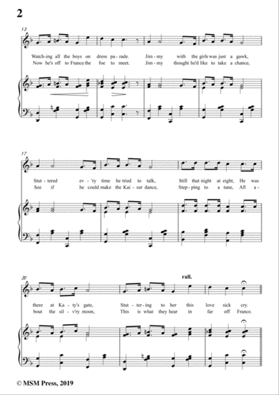Geoffrey O'Hara-K-K-K-Katy,in F Major,for Voice and Piano Voice Solo scores gallery preview page 4