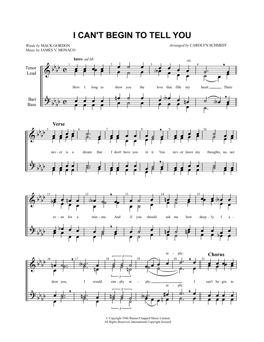 I Can't Begin To Tell You SSAA scores gallery preview page 1