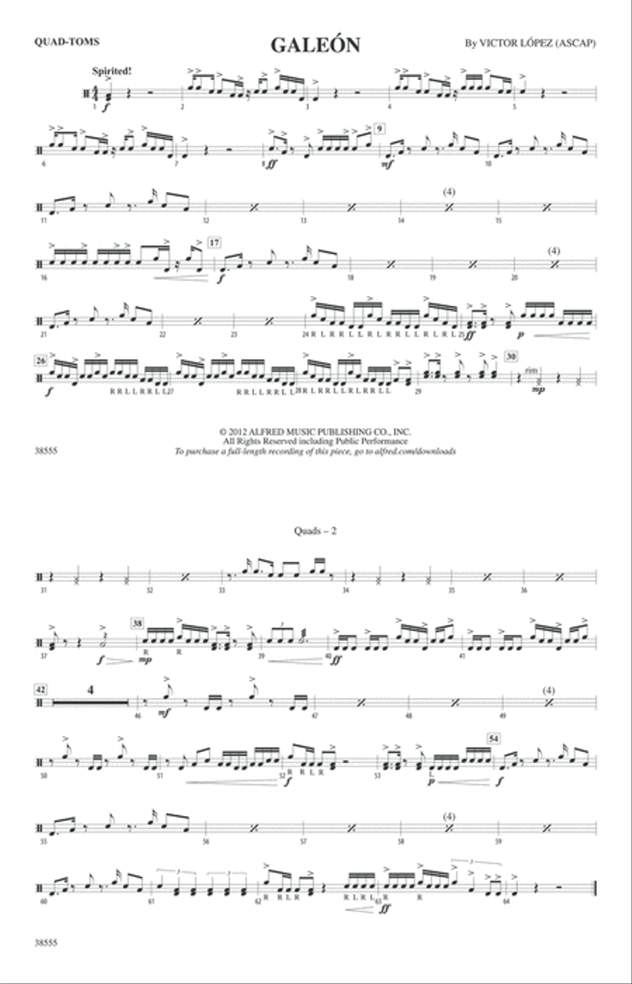 Galeón: Quad-Toms Galeón: Quad-Toms Marching Band scores gallery preview page 1