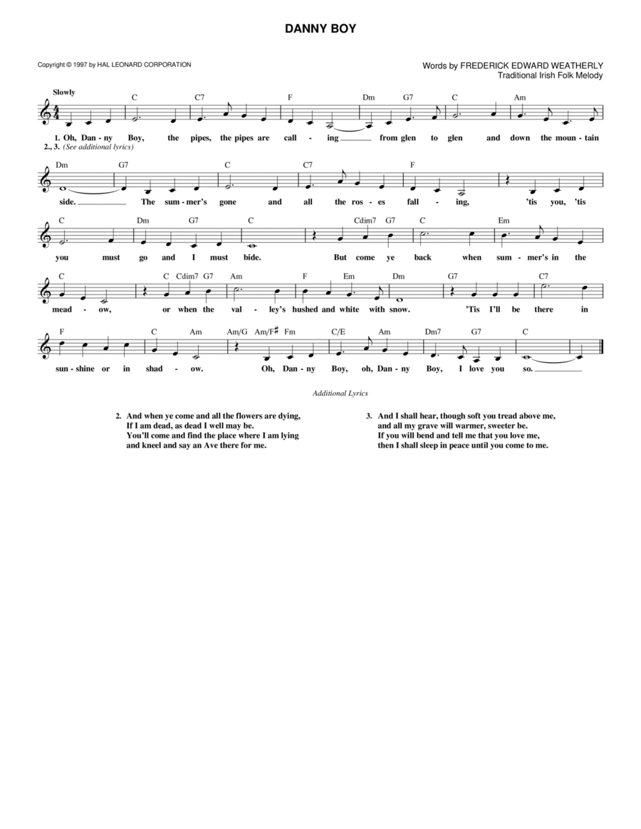 Danny Boy Danny Boy Guitar scores gallery preview page 1
