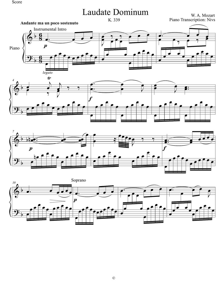 Laudate Dominum Laudate Dominum Piano Solo scores gallery preview page 1