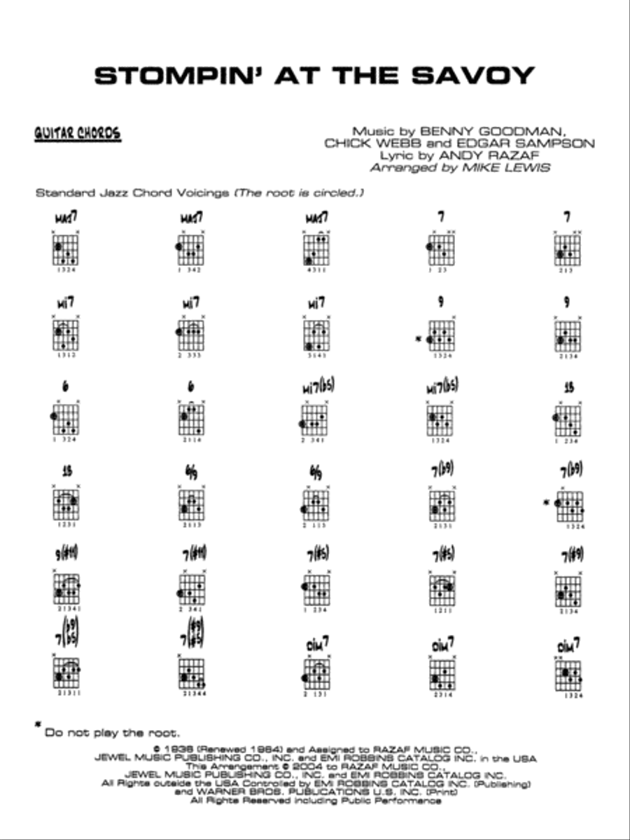 Stompin' at the Savoy: Guitar Chords Jazz Ensemble scores gallery preview page 1