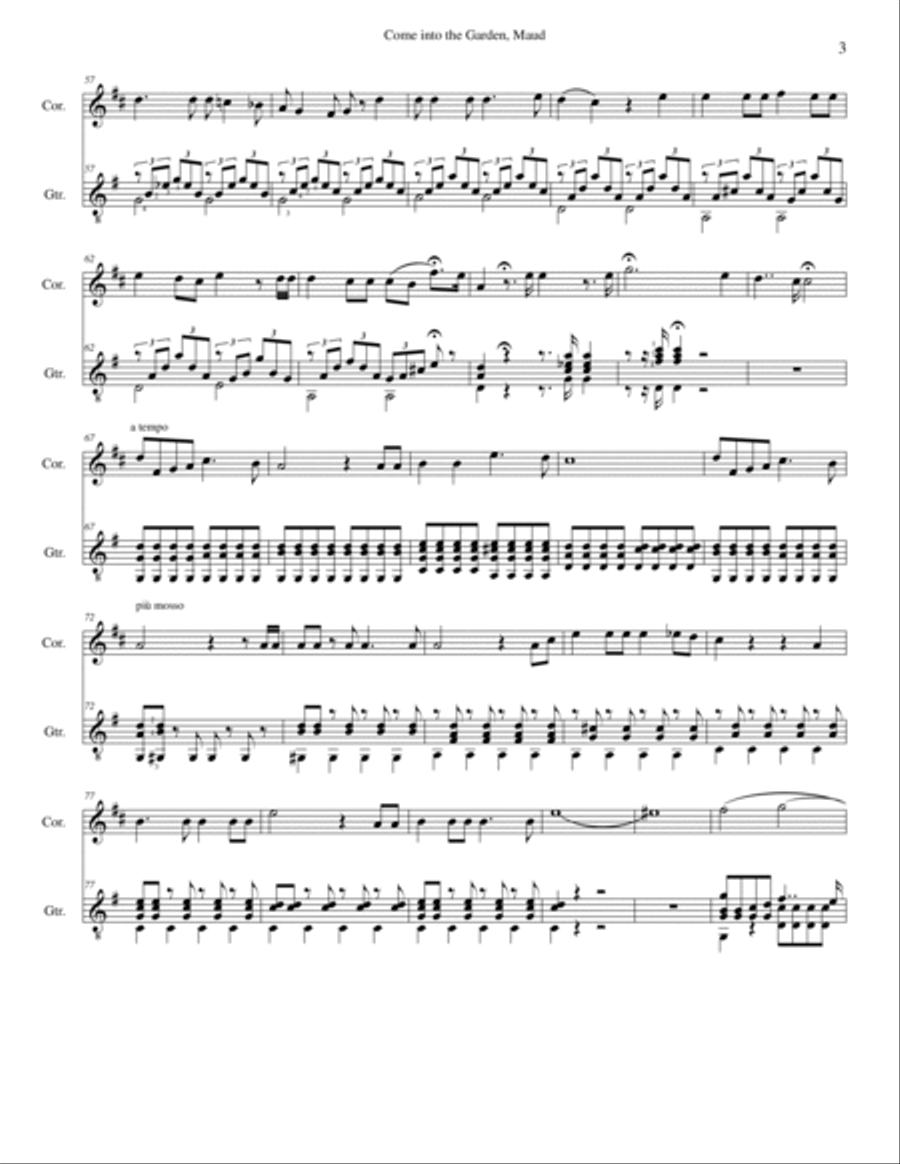 Come into the garden Maud for cor anglais and guitar English Horn scores gallery preview page 3