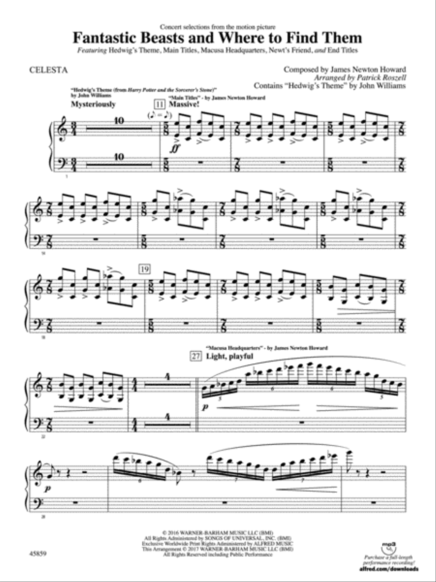 Fantastic Beasts and Where to Find Them: Piano Accompaniment Full Orchestra scores gallery preview page 1