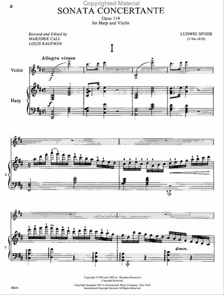 Sonata Concertante, Opus 114 For Violin And Harp (Or Piano) Harp scores gallery preview page 2