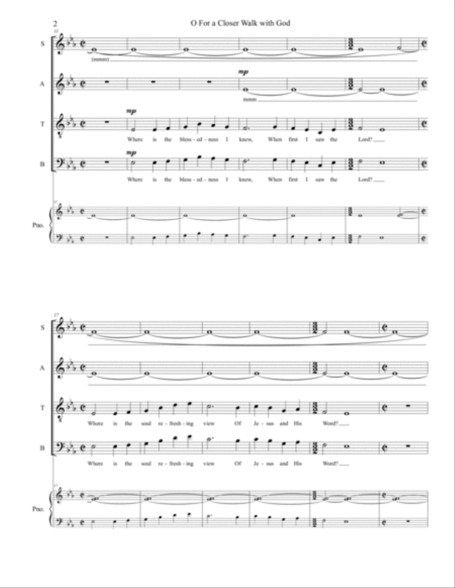 O For a Closer Walk With God - SATB 4-Part scores gallery preview page 4