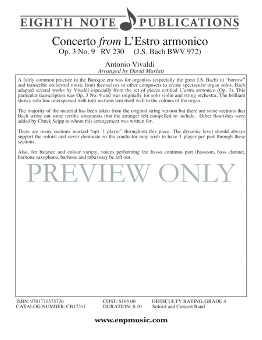 Concerto from L'Estro armonico Concert Band scores gallery preview page 3