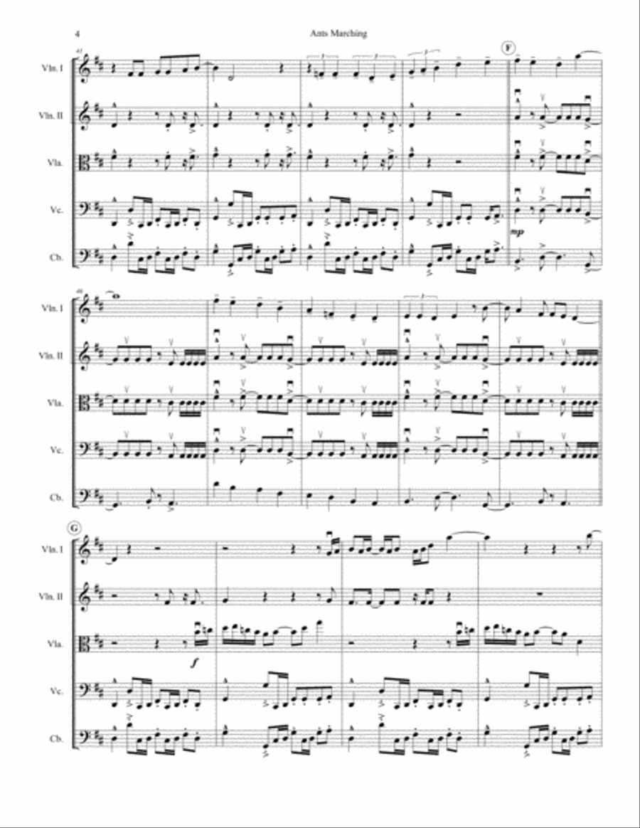 Ants Marching String Quartet scores gallery preview page 5