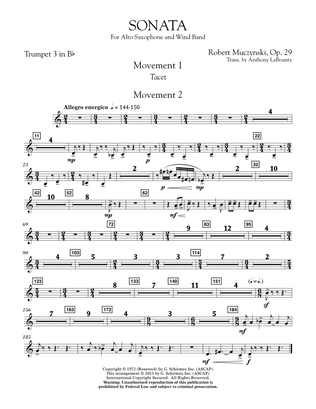 Sonata for Alto Saxophone, Op. 29 - Bb Trumpet 3
