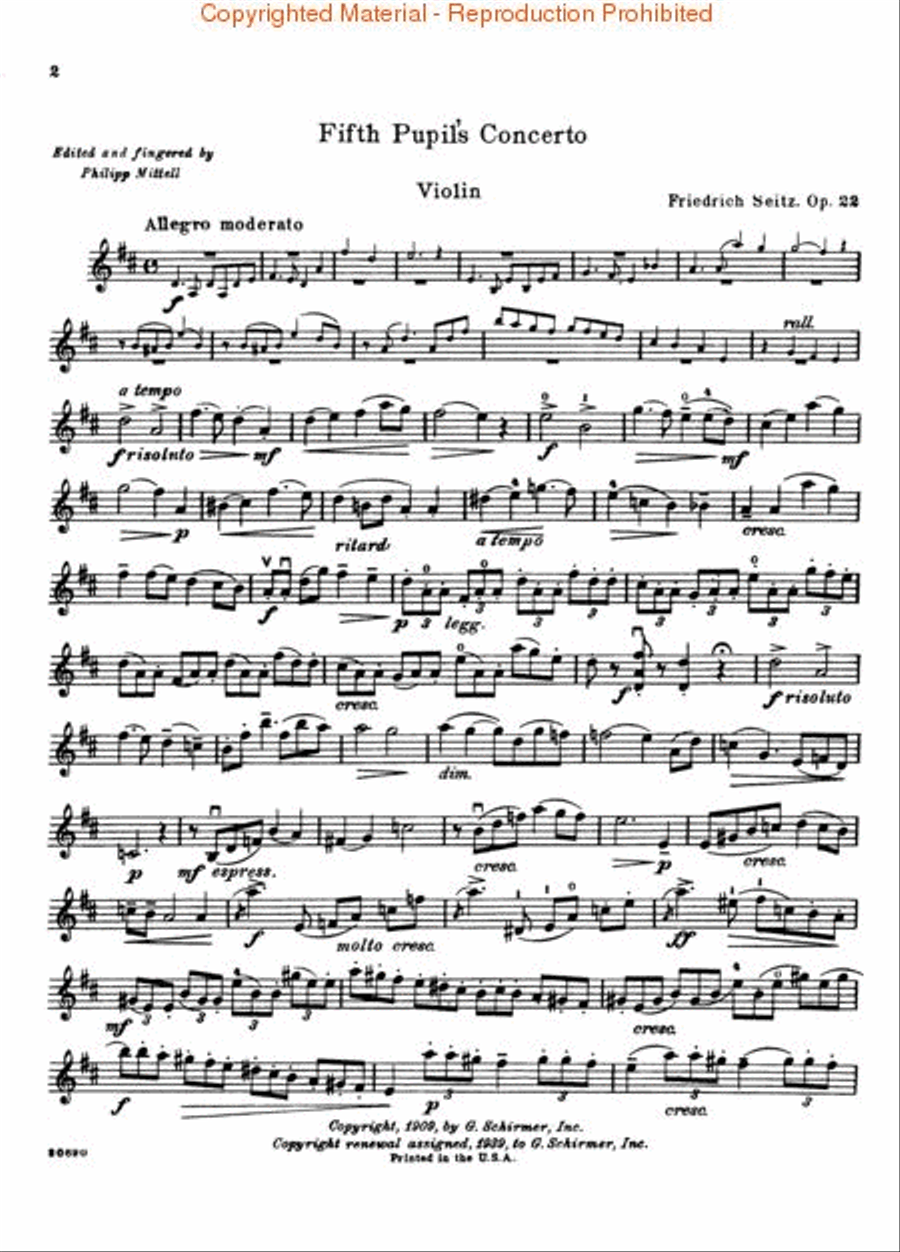 Pupil's Concerto No. 5 in D, Op. 22 Orchestra scores gallery preview page 2