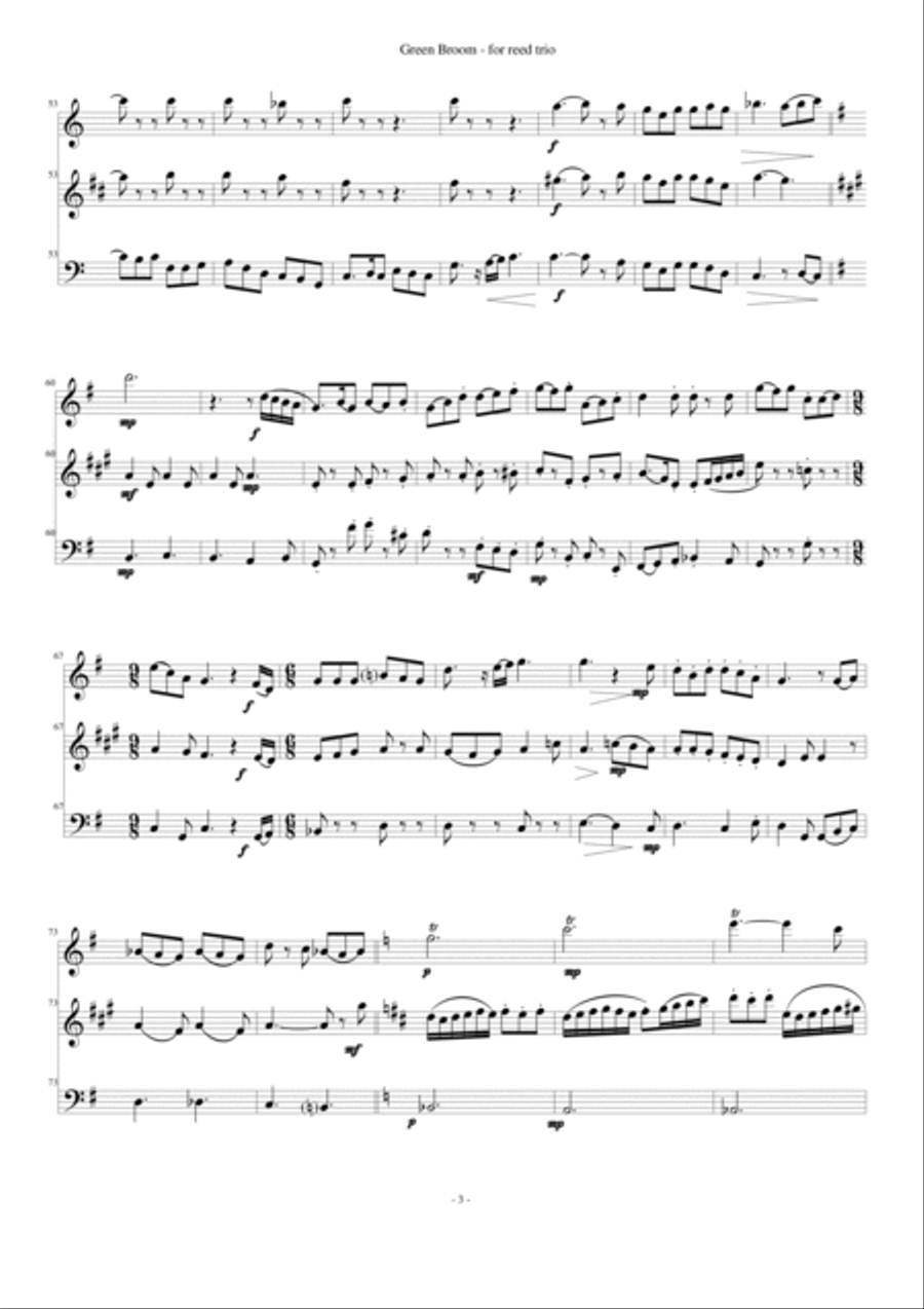 The Ballad of Green Broom for wind trio Bassoon scores gallery preview page 3