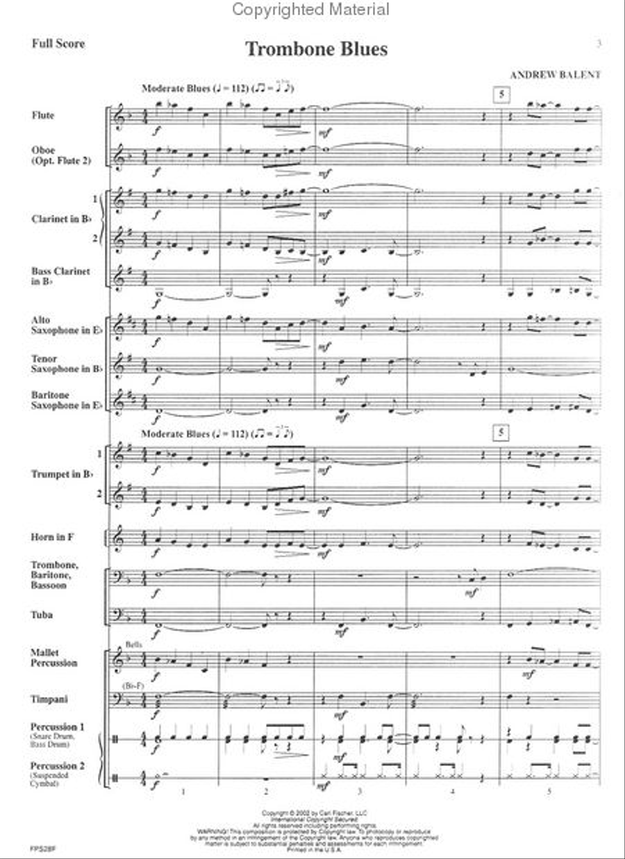 Trombone Blues Trombone Blues Concert Band scores gallery preview page 2