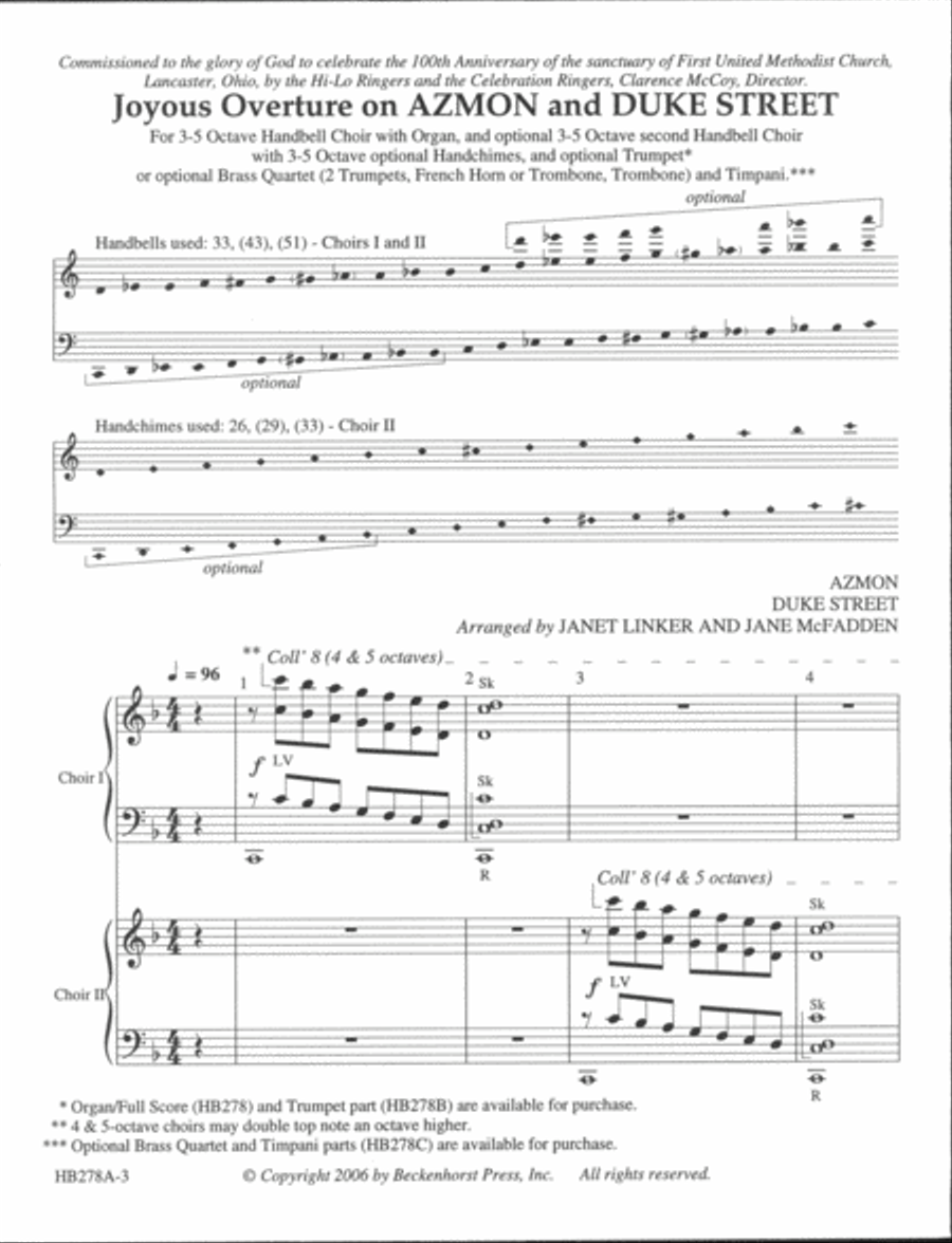 Joyous Overture on AZMON and DUKE STREET - handbell part 5-Octaves scores gallery preview page 6