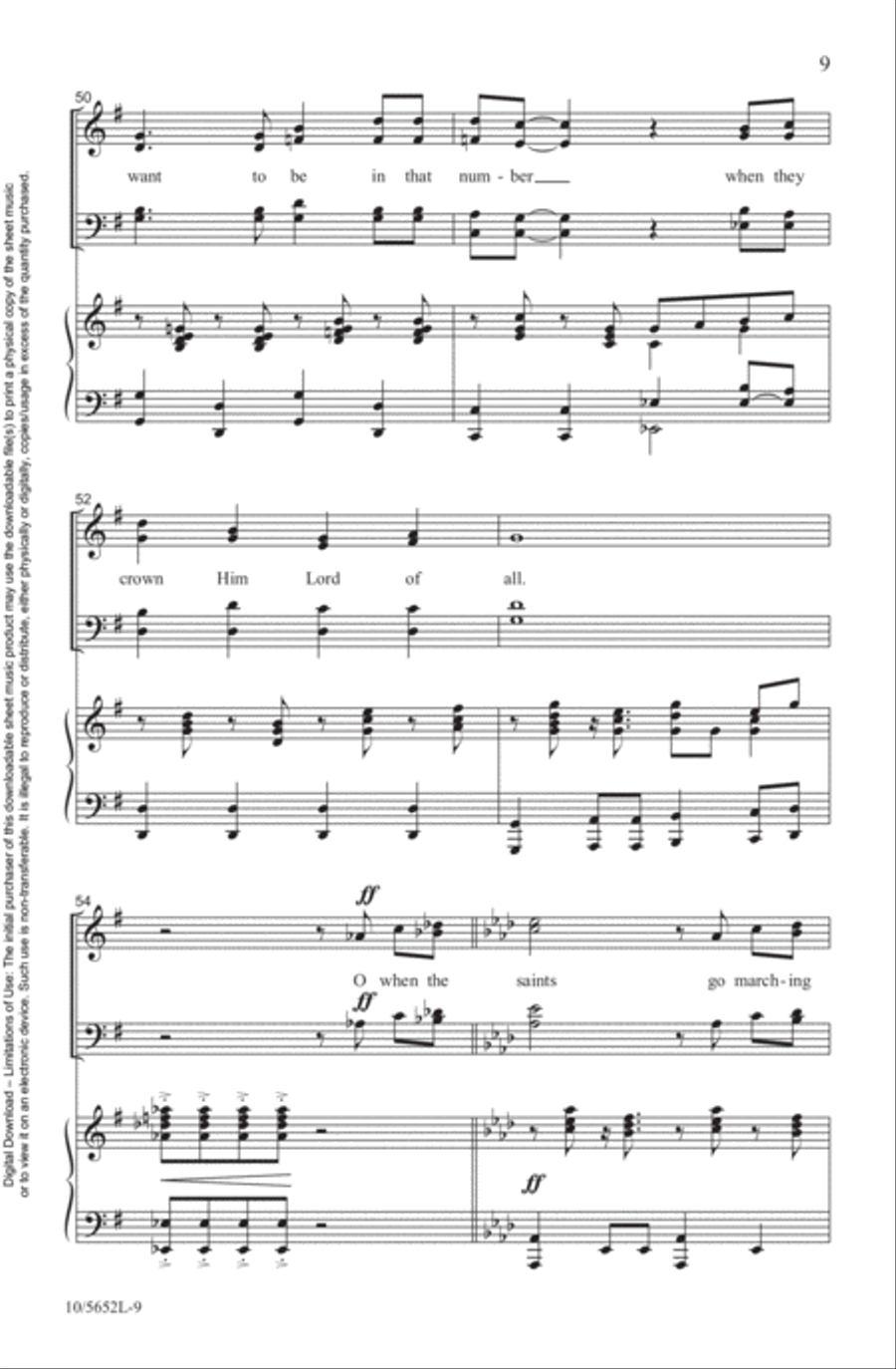 When the Saints Go Marching In 4-Part scores gallery preview page 9