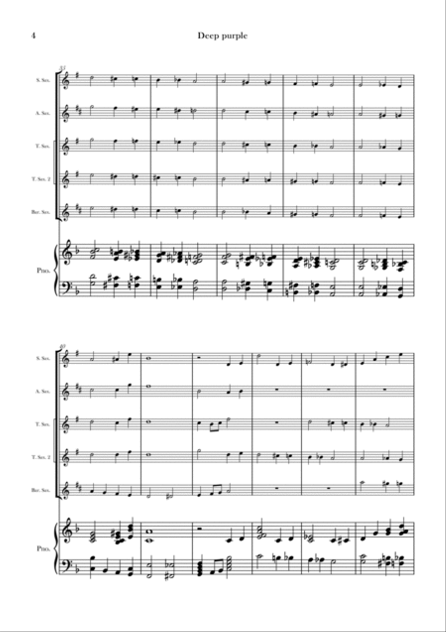 Deep Purple Saxophone Quintet scores gallery preview page 4