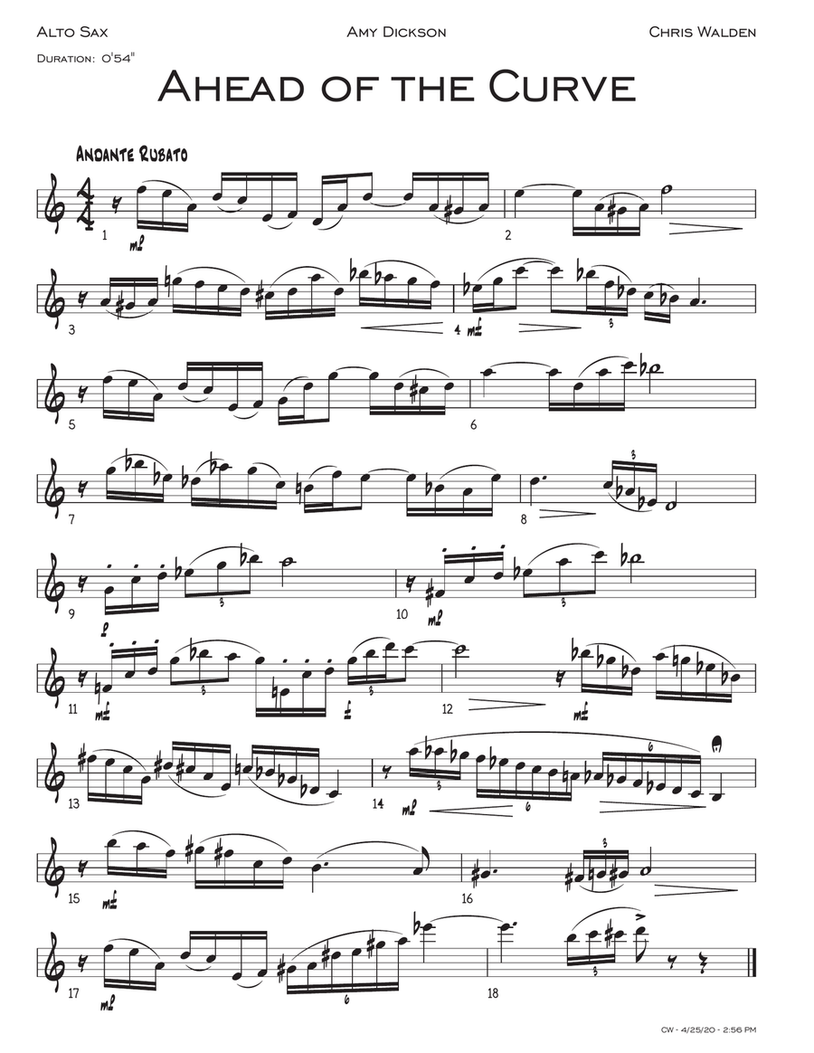 Ahead of the Curve Alto Saxophone scores gallery preview page 1